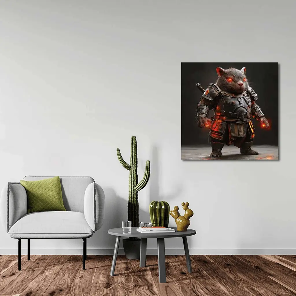Armored Wombat Warrior Glowing Red Eyes – Wall Art