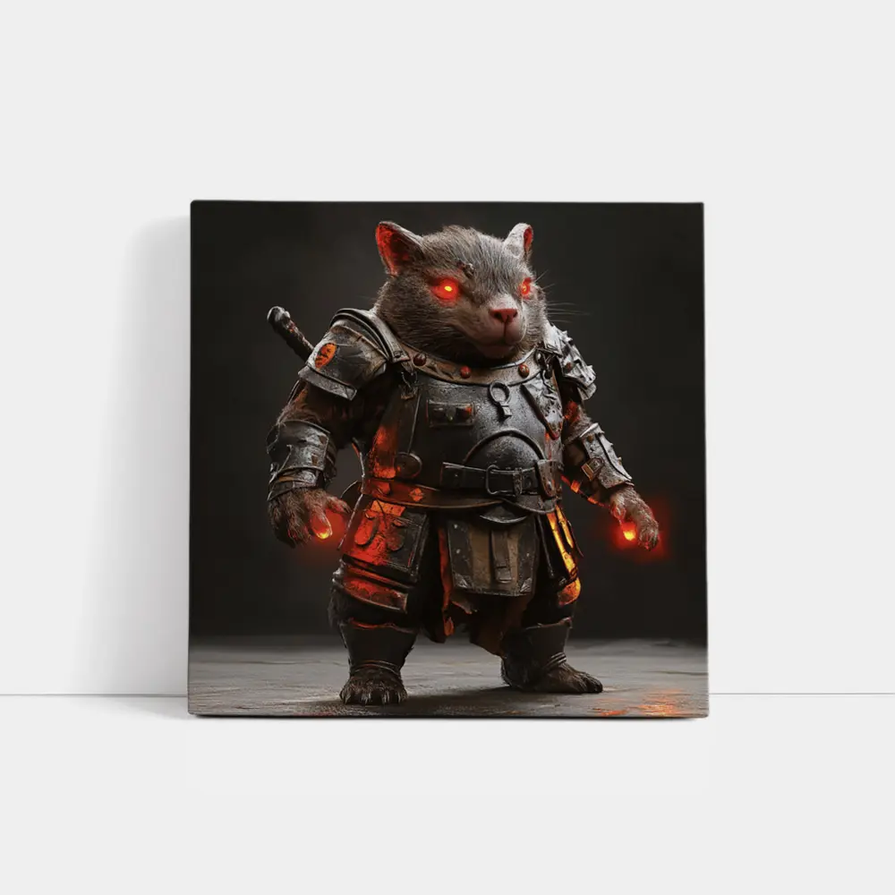 Armored Wombat Warrior Glowing Red Eyes – Wall Art