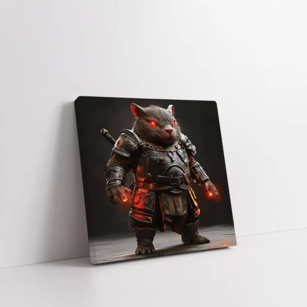Armored Wombat Warrior Glowing Red Eyes – Wall Art