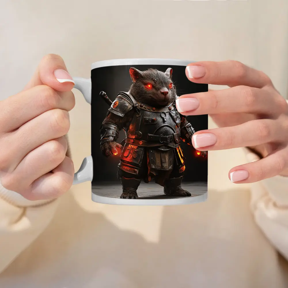 Armored Wombat Warrior Glowing Red Eyes – Mugs