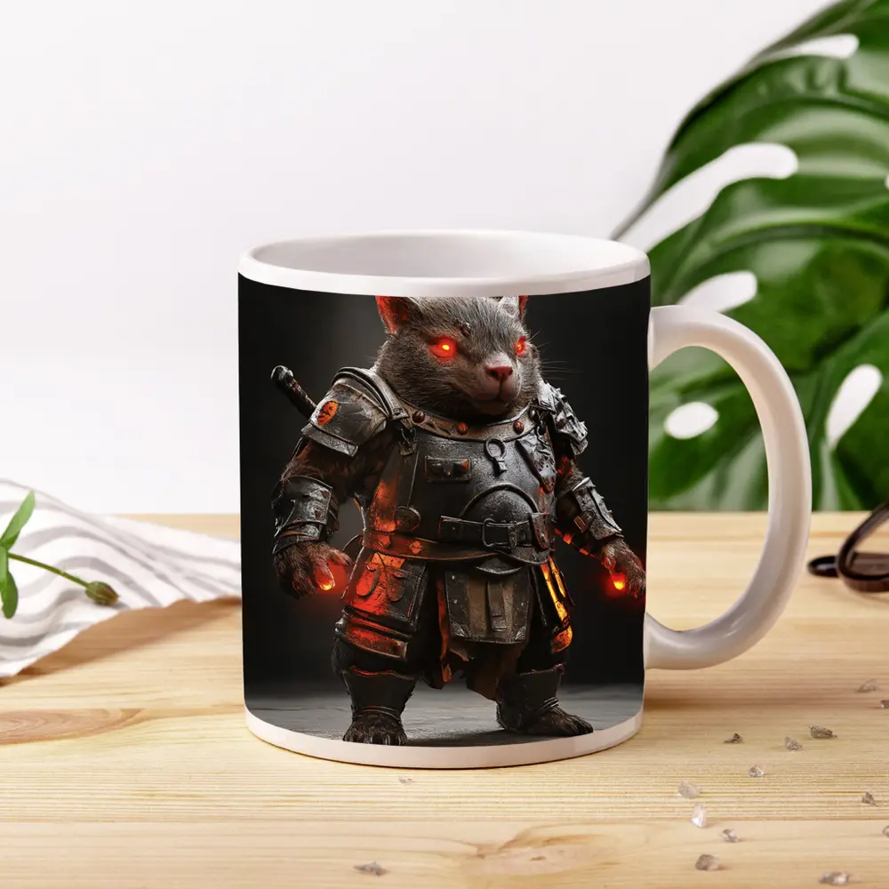Armored Wombat Warrior Glowing Red Eyes – Mugs