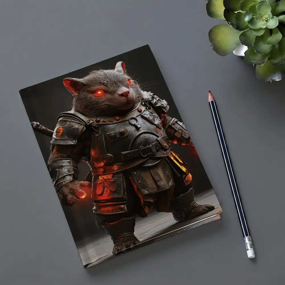 Armored Wombat Warrior Glowing Red Eyes – Notebooks