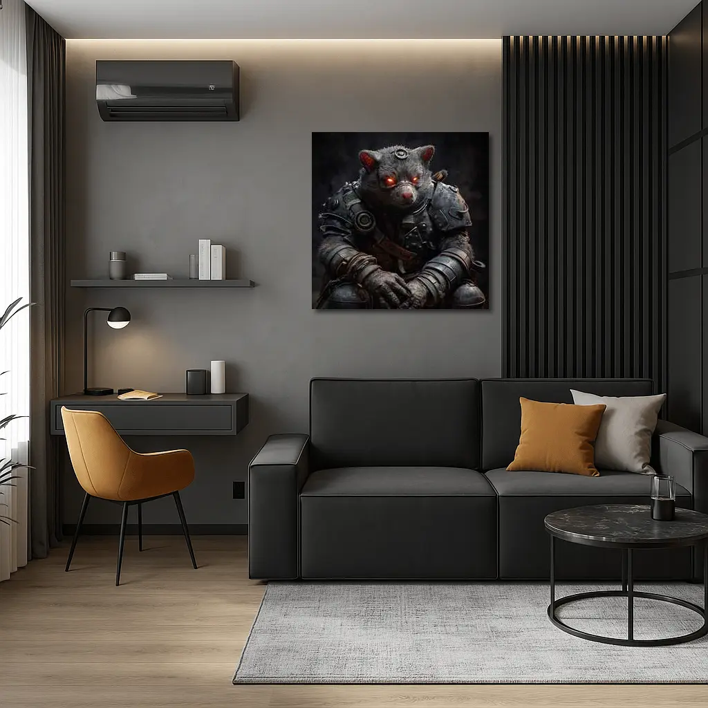 Armored Wombat Warrior Dark Fantasy Art – Wall Art