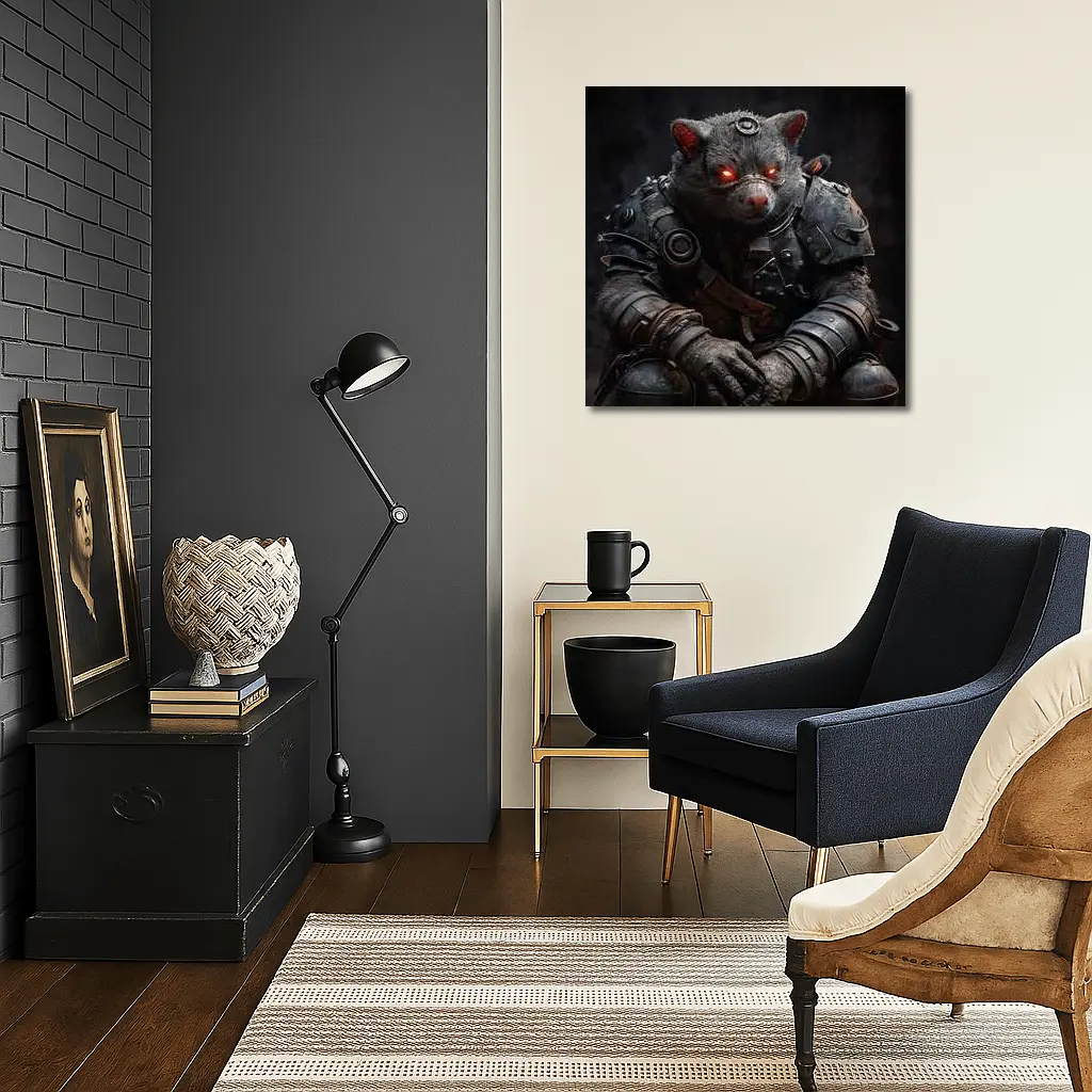 Armored Wombat Warrior Dark Fantasy Art – Wall Art