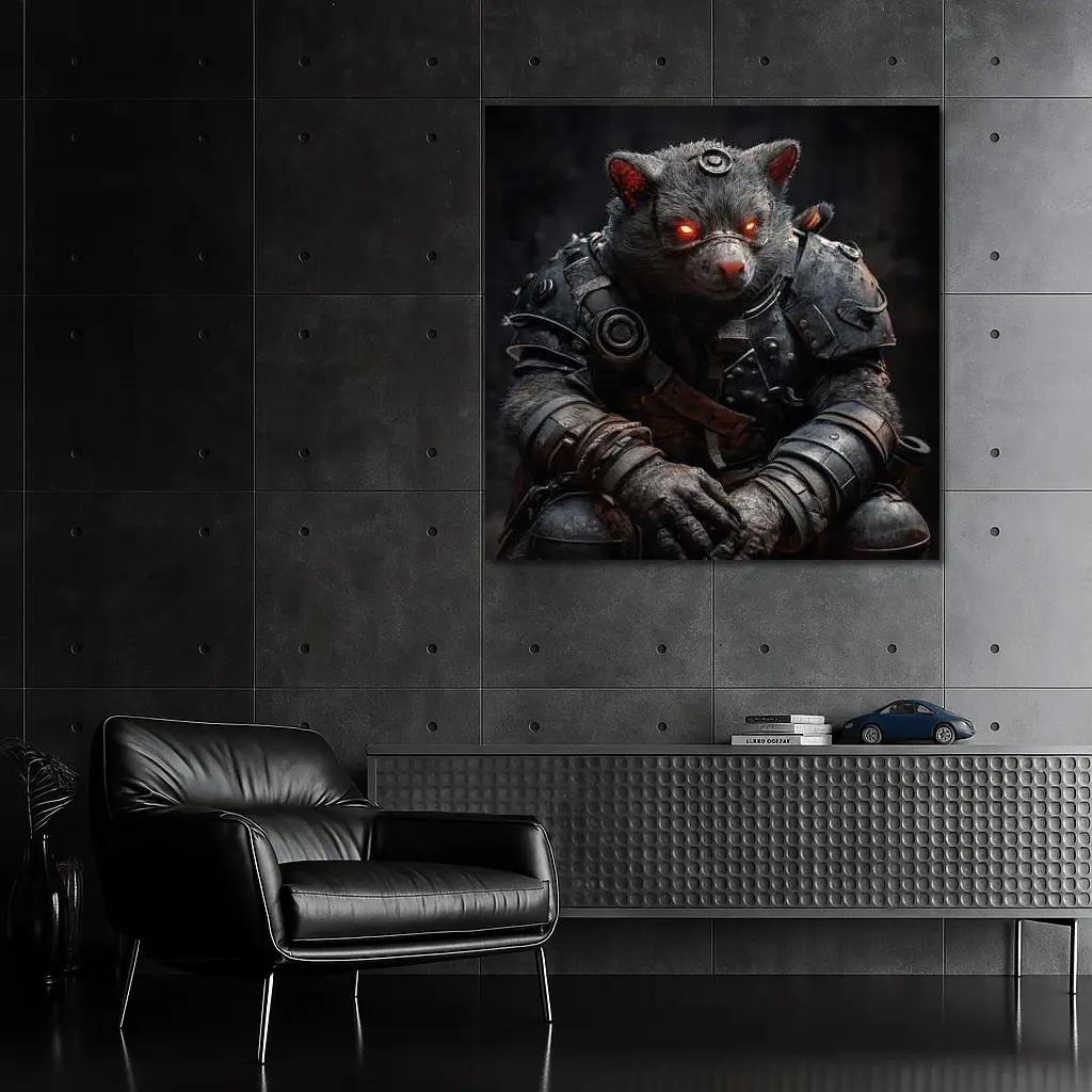 Armored Wombat Warrior Dark Fantasy Art – Wall Art