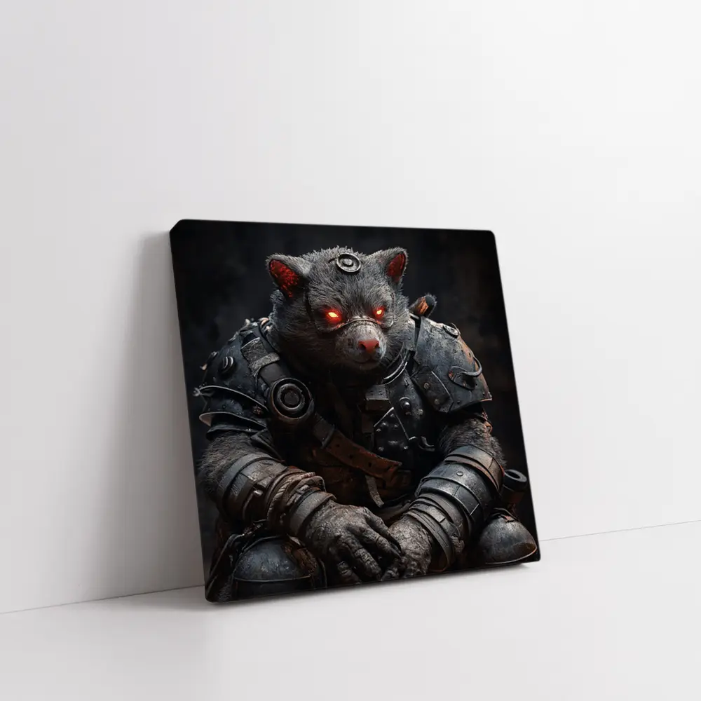 Armored Wombat Warrior Dark Fantasy Art – Wall Art