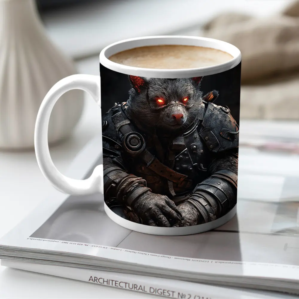 Armored Wombat Warrior Dark Fantasy Art – Mugs
