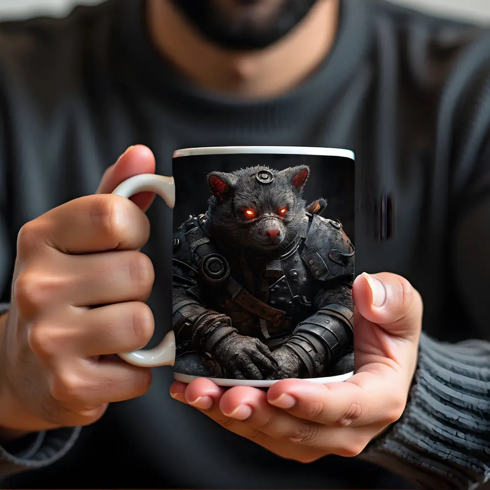 Armored Wombat Warrior Dark Fantasy Art – Mugs