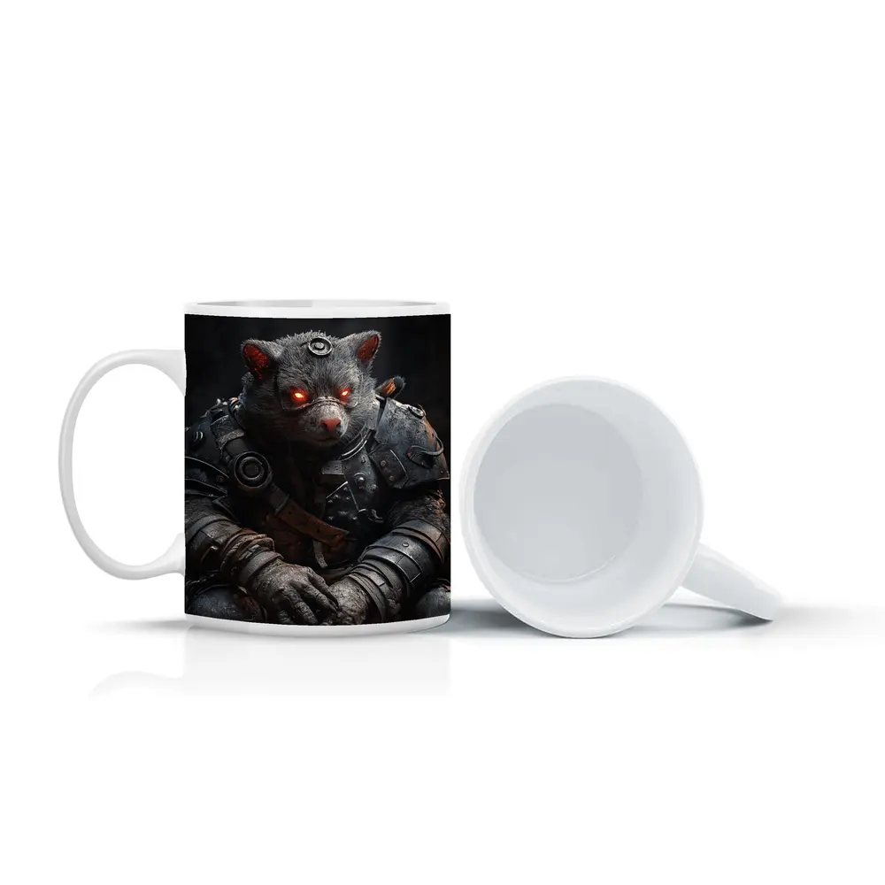 Armored Wombat Warrior Dark Fantasy Art – Mugs
