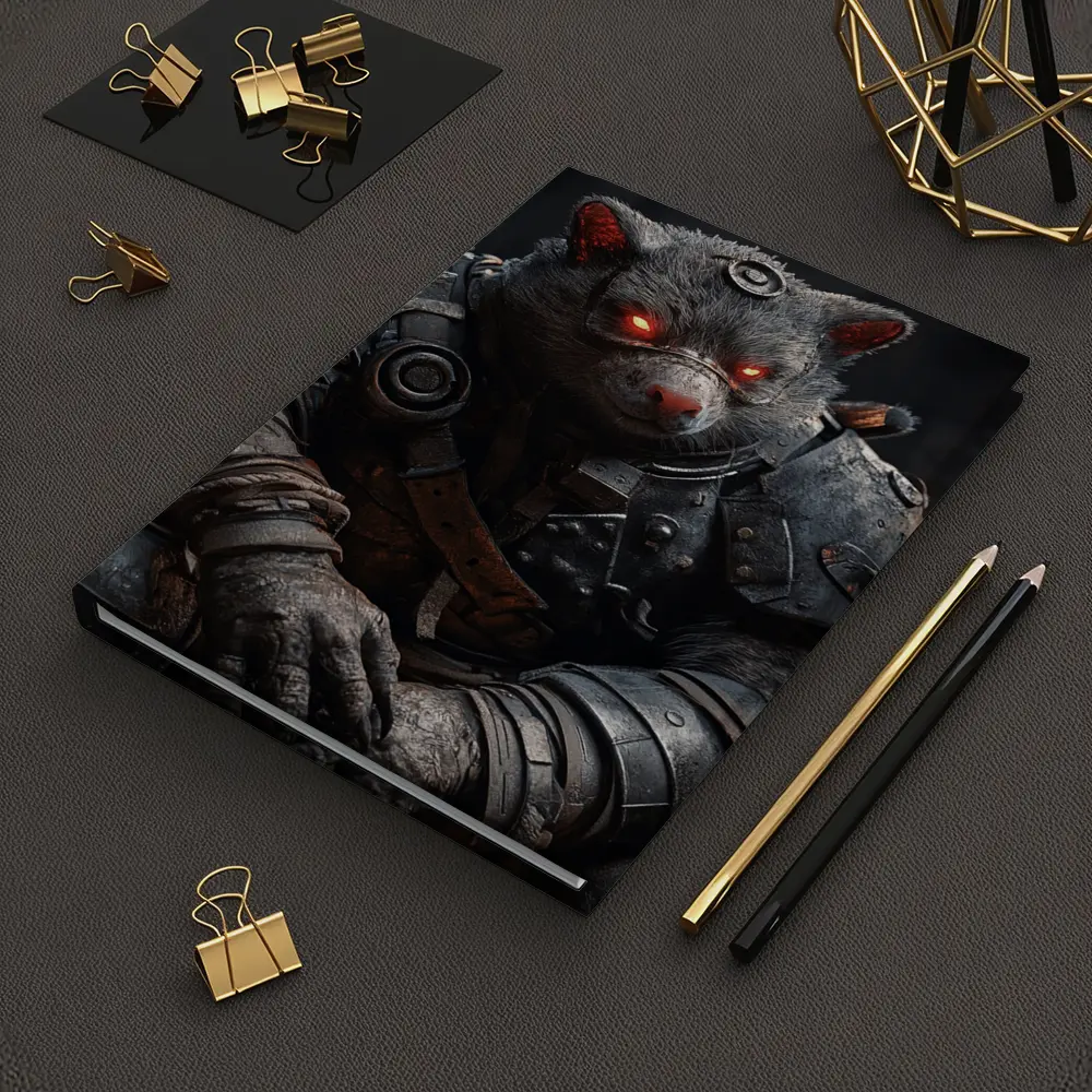 Armored Wombat Warrior Dark Fantasy Art – Notebooks
