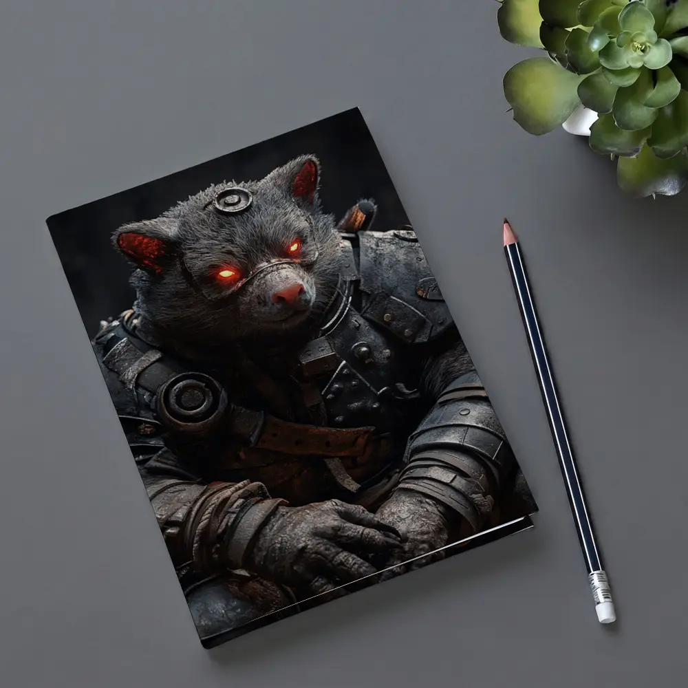 Armored Wombat Warrior Dark Fantasy Art – Notebooks