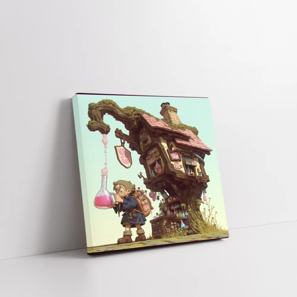 Fantasy Alchemist Boy Potion Shop Tree House – Wall Art
