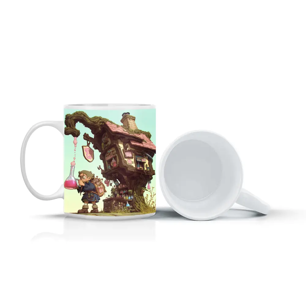 Fantasy Alchemist Boy Potion Shop Tree House – Mugs