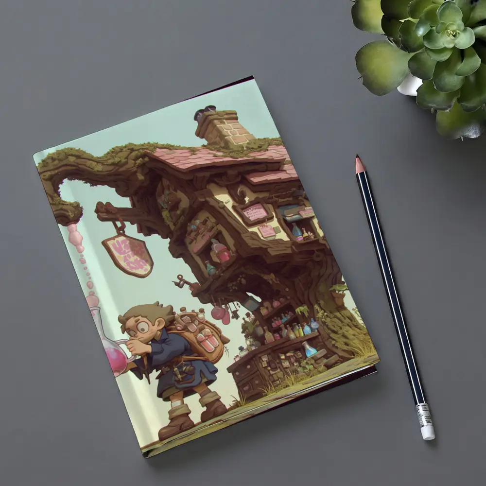 Fantasy Alchemist Boy Potion Shop Tree House – Notebooks