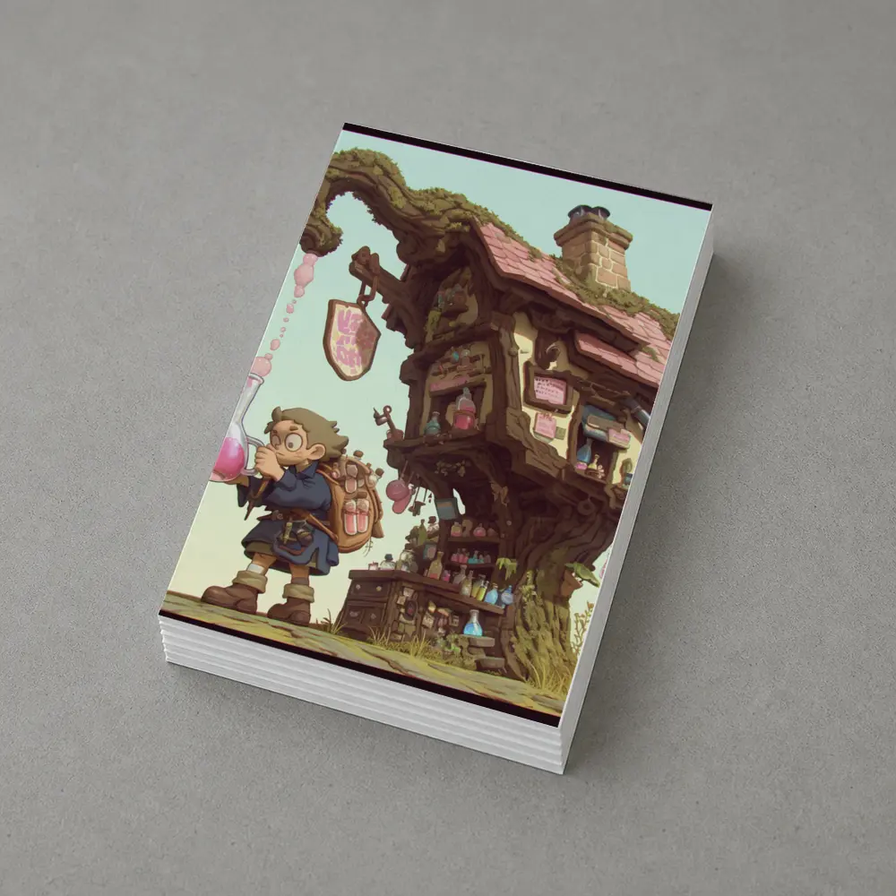 Fantasy Alchemist Boy Potion Shop Tree House – Postcards