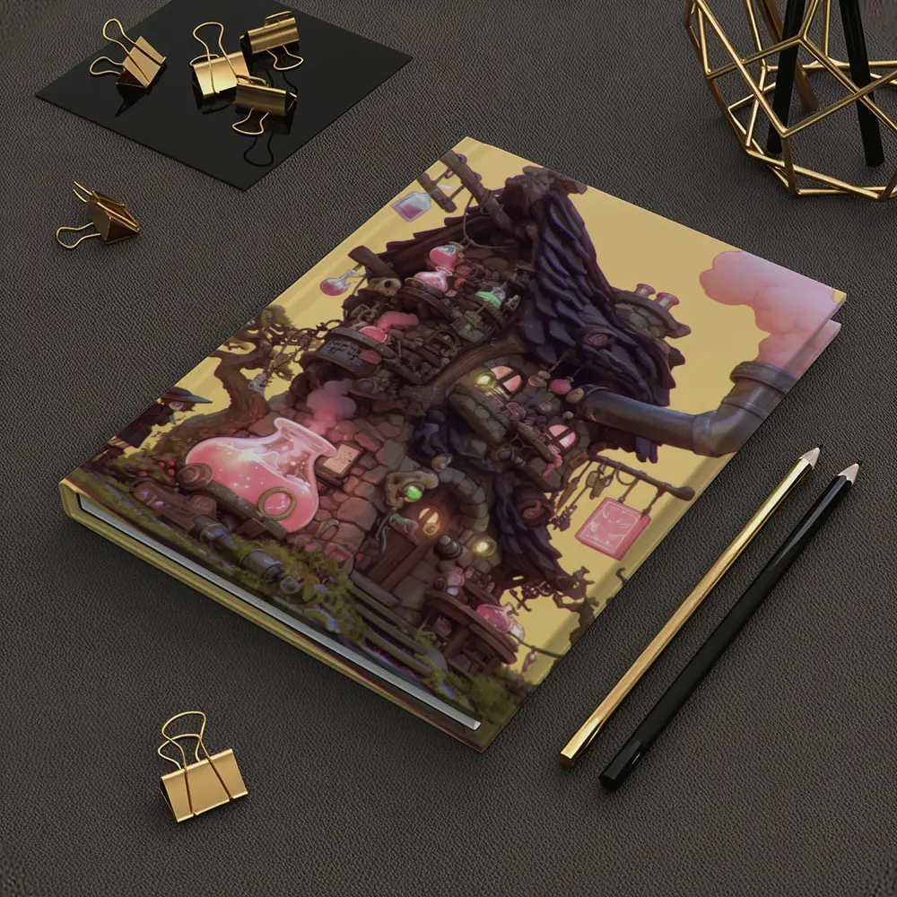 Witch Alchemy Shop Fantasy Art Yellow Background – Notebooks