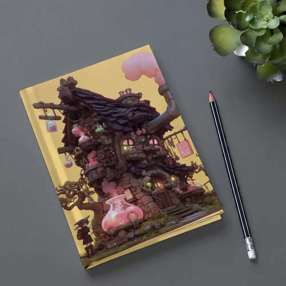 Witch Alchemy Shop Fantasy Art Yellow Background – Notebooks