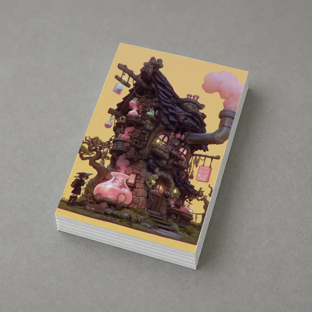 Witch Alchemy Shop Fantasy Art Yellow Background – Postcards