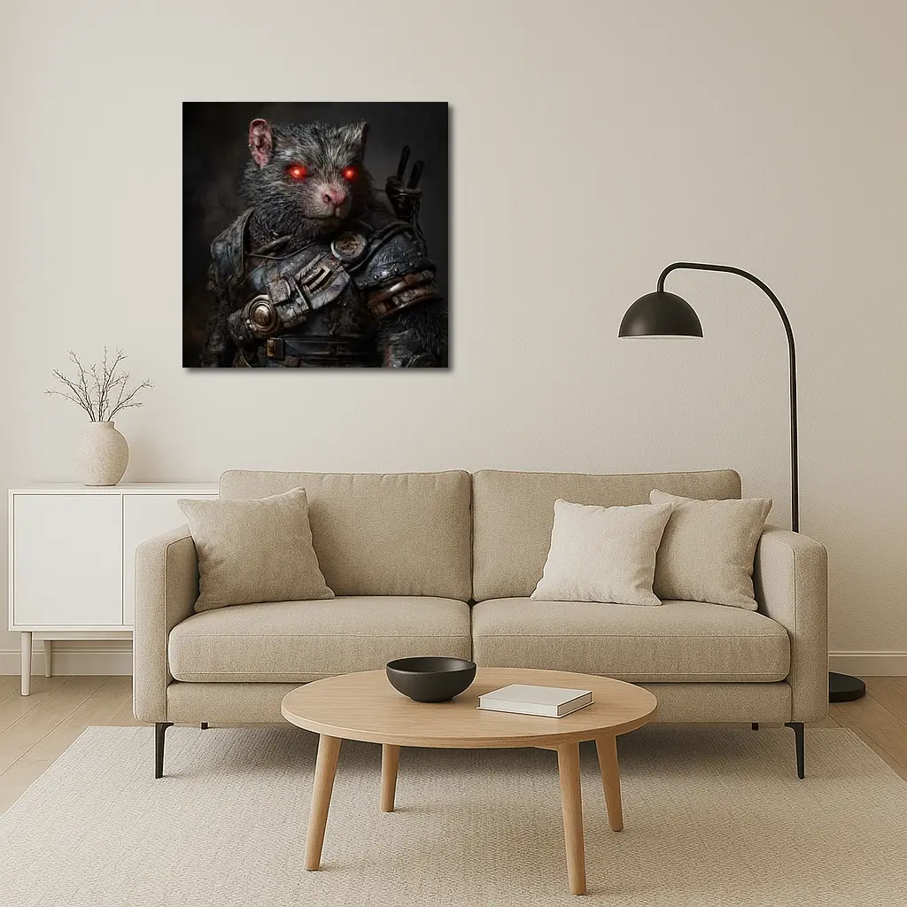 Armored Rat Warrior Dark Fantasy Portrait – Wall Art