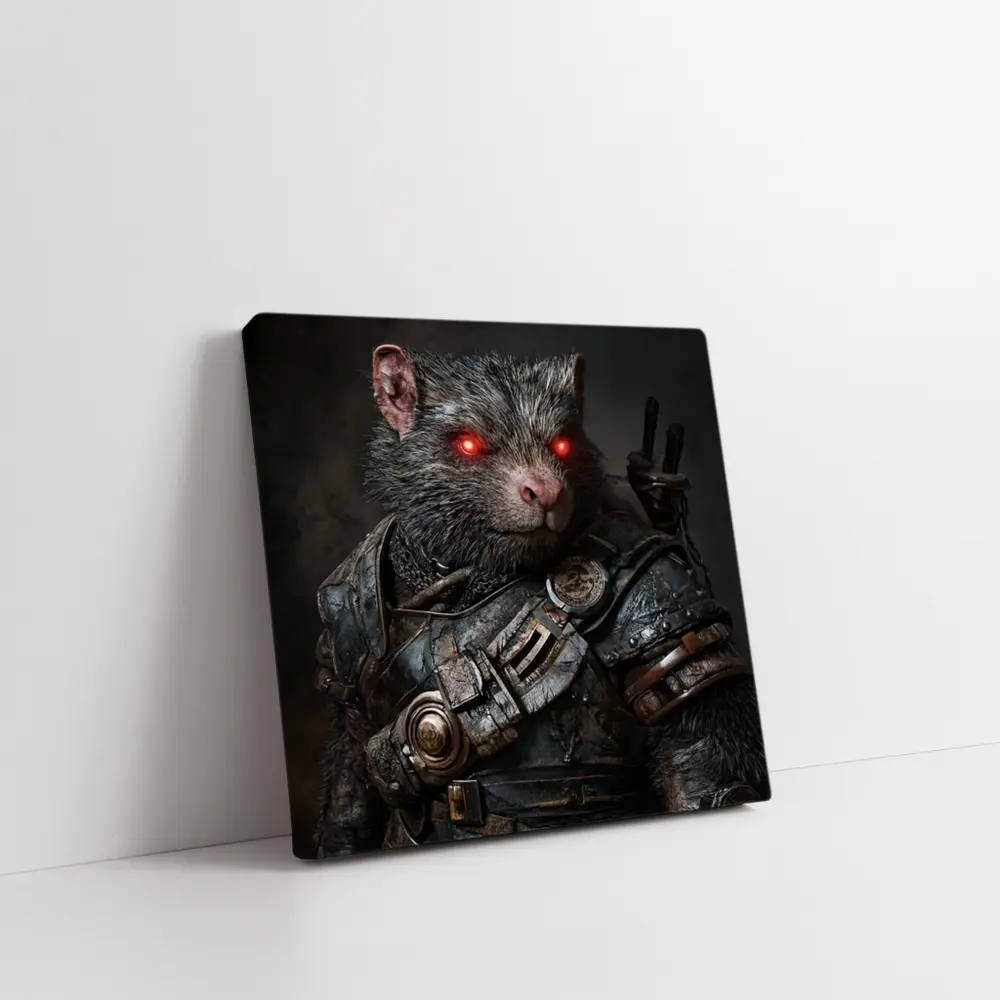 Armored Rat Warrior Dark Fantasy Portrait – Wall Art