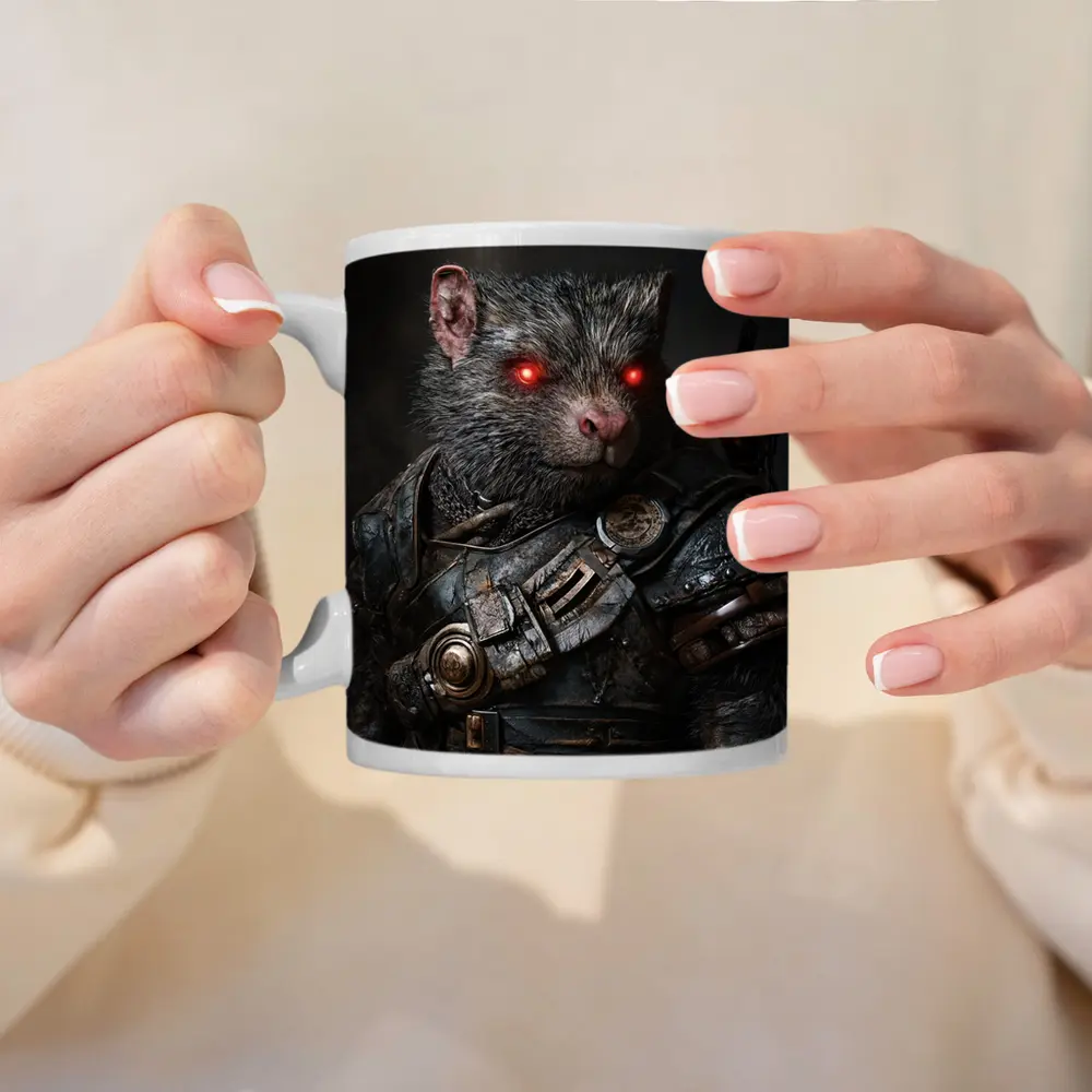 Armored Rat Warrior Dark Fantasy Portrait – Mugs