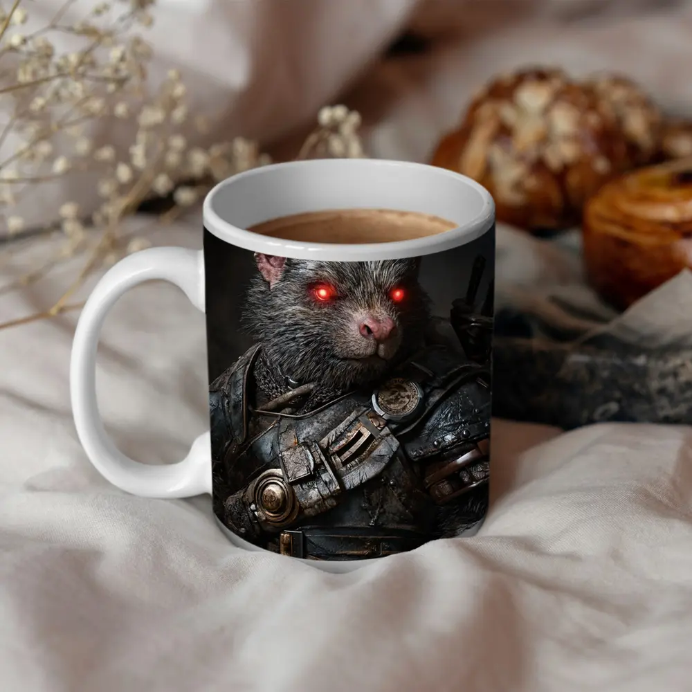 Armored Rat Warrior Dark Fantasy Portrait – Mugs