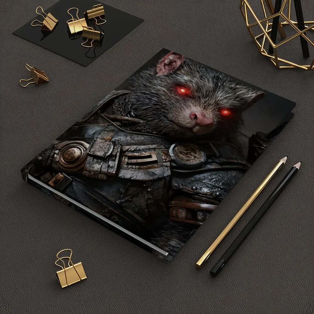 Armored Rat Warrior Dark Fantasy Portrait – Notebooks