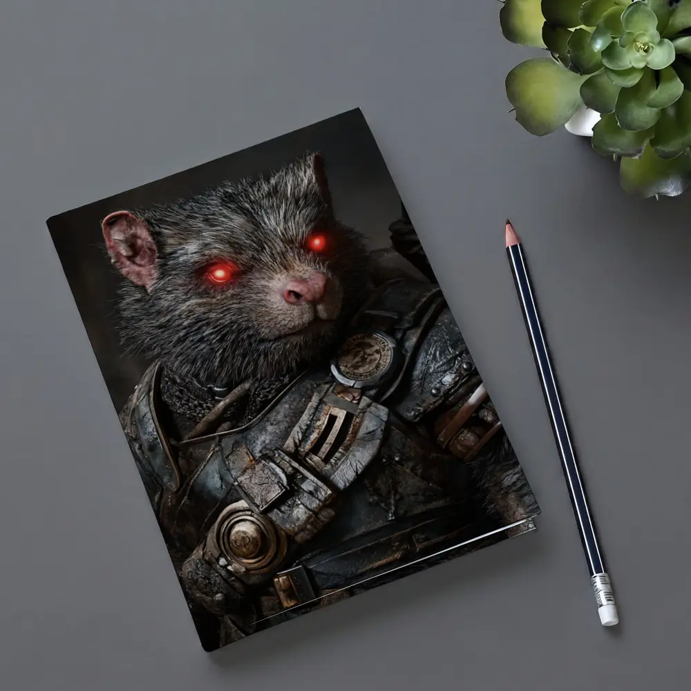 Armored Rat Warrior Dark Fantasy Portrait – Notebooks