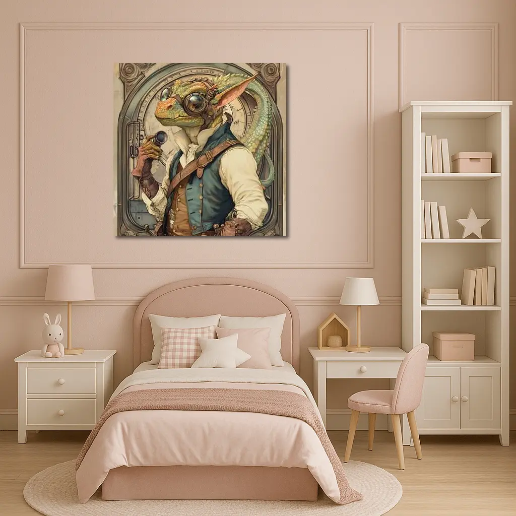 Steampunk Lizard Explorer With Goggles Art – Wall Art