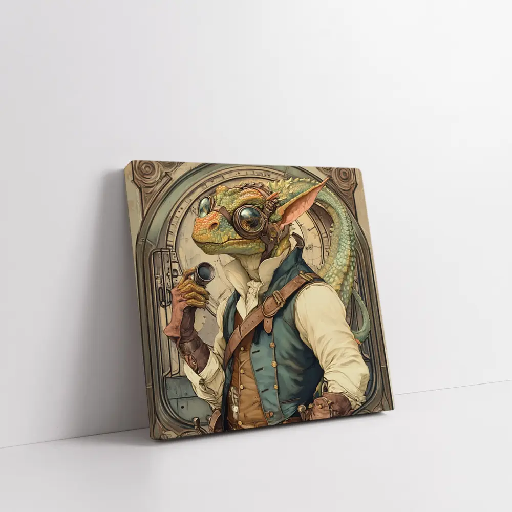 Steampunk Lizard Explorer With Goggles Art – Wall Art