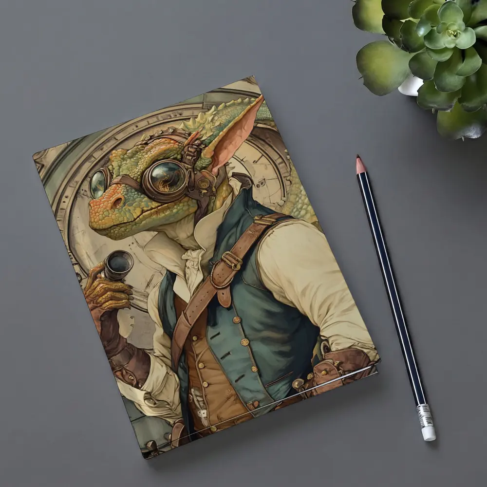 Steampunk Lizard Explorer With Goggles Art – Notebooks