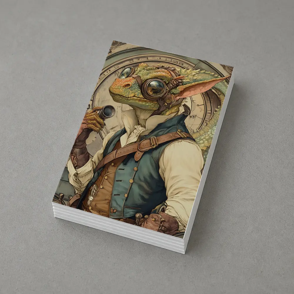 Steampunk Lizard Explorer With Goggles Art – Postcards