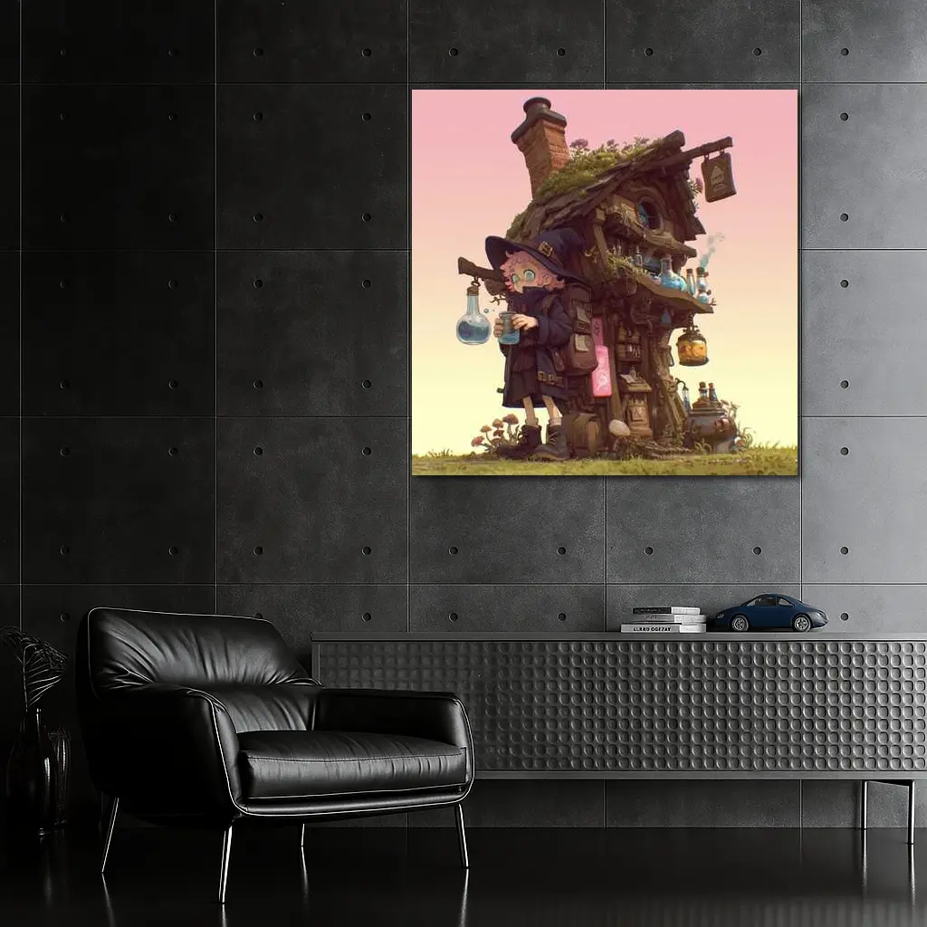Anime Witch Girl Potion Shop Fantasy Art – Wall Art