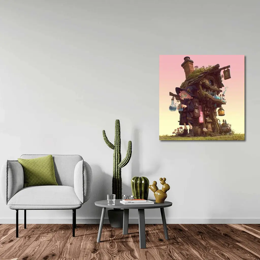 Anime Witch Girl Potion Shop Fantasy Art – Wall Art