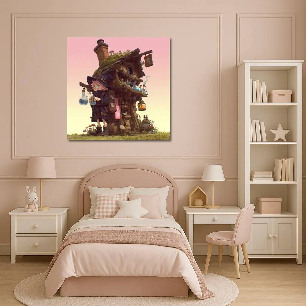 Anime Witch Girl Potion Shop Fantasy Art – Wall Art