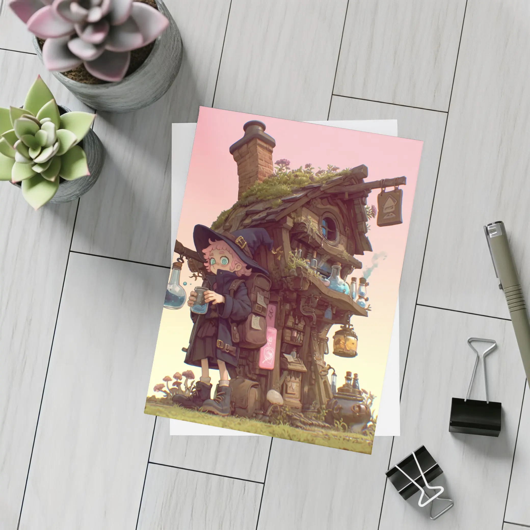 Anime Witch Girl Potion Shop Fantasy Art – Postcards