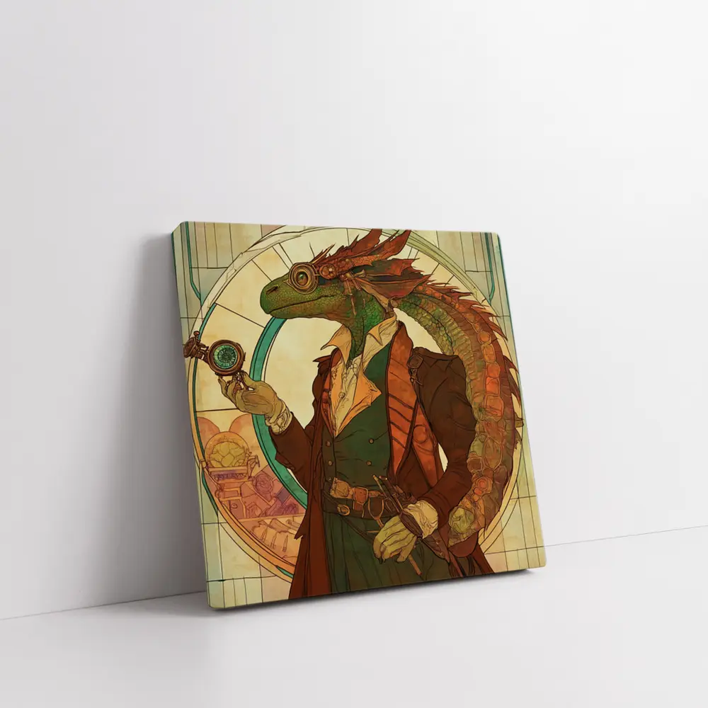 Steampunk Lizard Explorer Art Nouveau Style – Wall Art