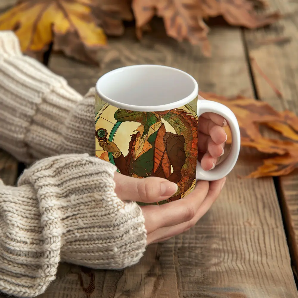 Steampunk Lizard Explorer Art Nouveau Style – Mugs