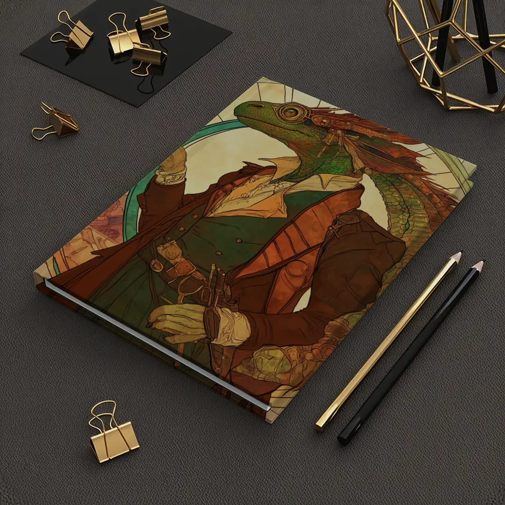 Steampunk Lizard Explorer Art Nouveau Style – Notebooks