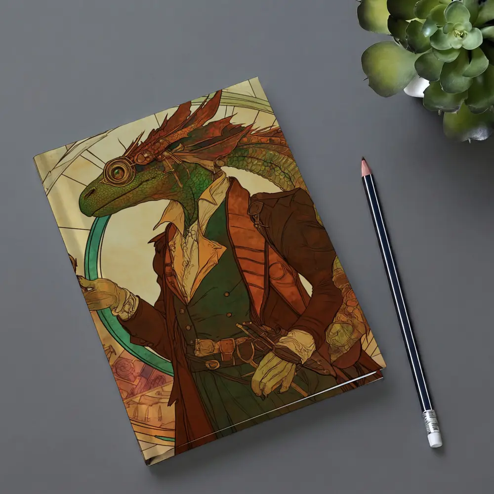 Steampunk Lizard Explorer Art Nouveau Style – Notebooks