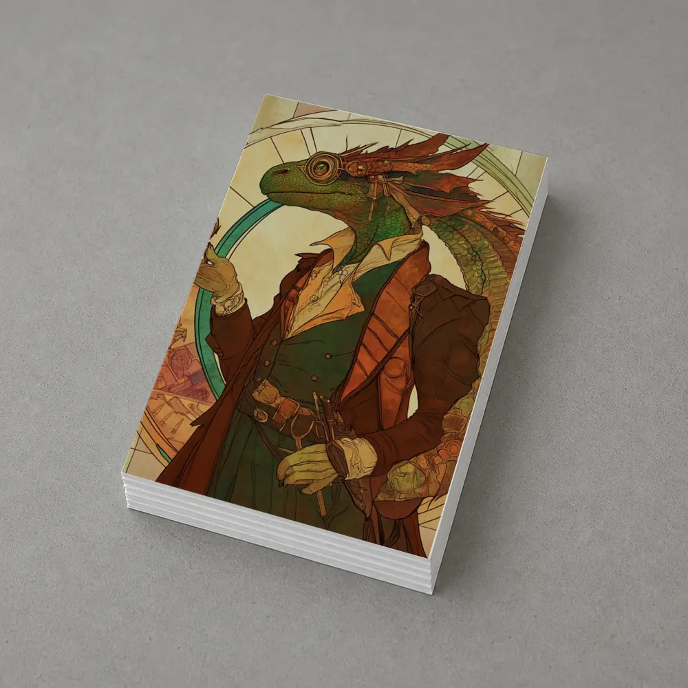 Steampunk Lizard Explorer Art Nouveau Style – Postcards