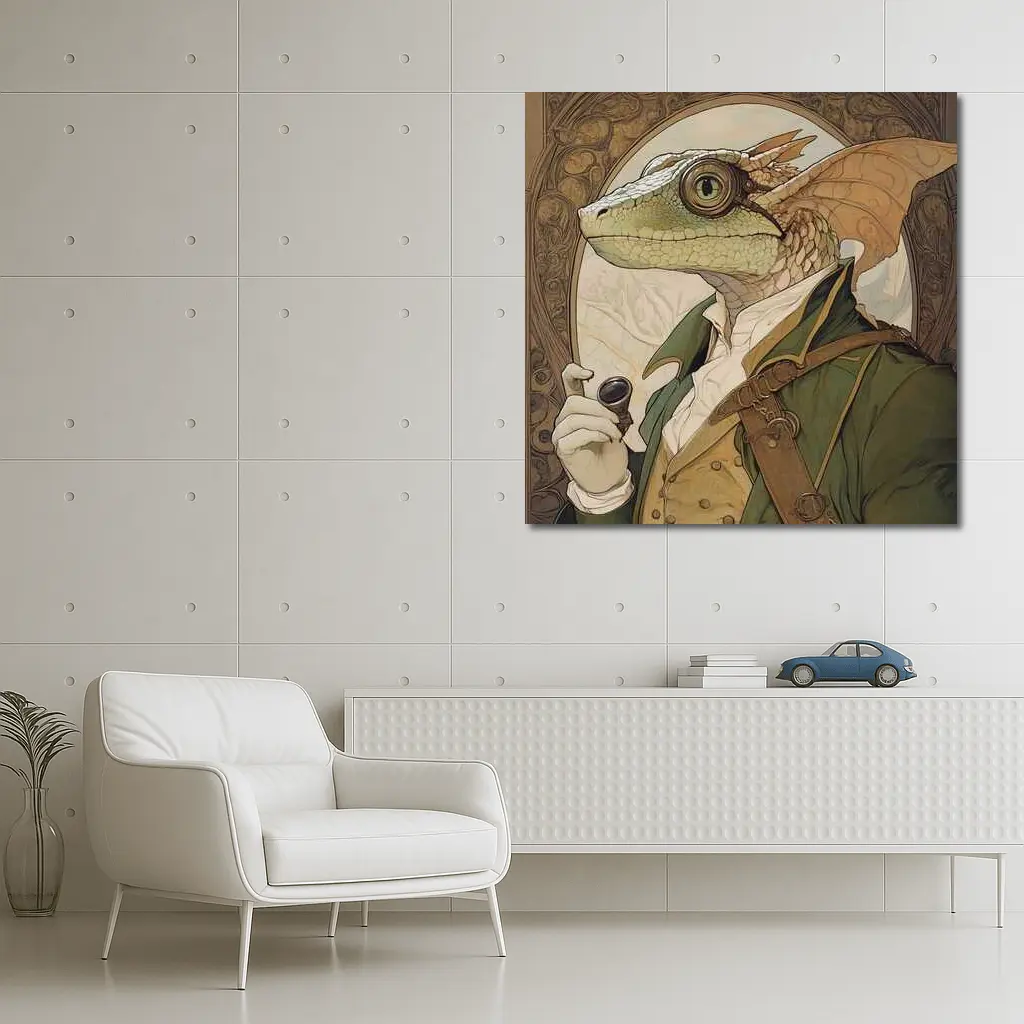 Steampunk Dragon Scholar Art Nouveau Portrait – Wall Art