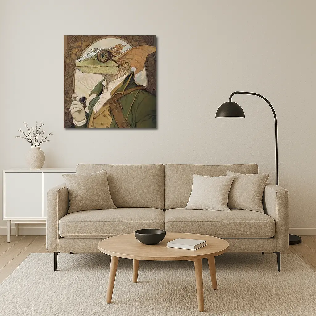 Steampunk Dragon Scholar Art Nouveau Portrait – Wall Art