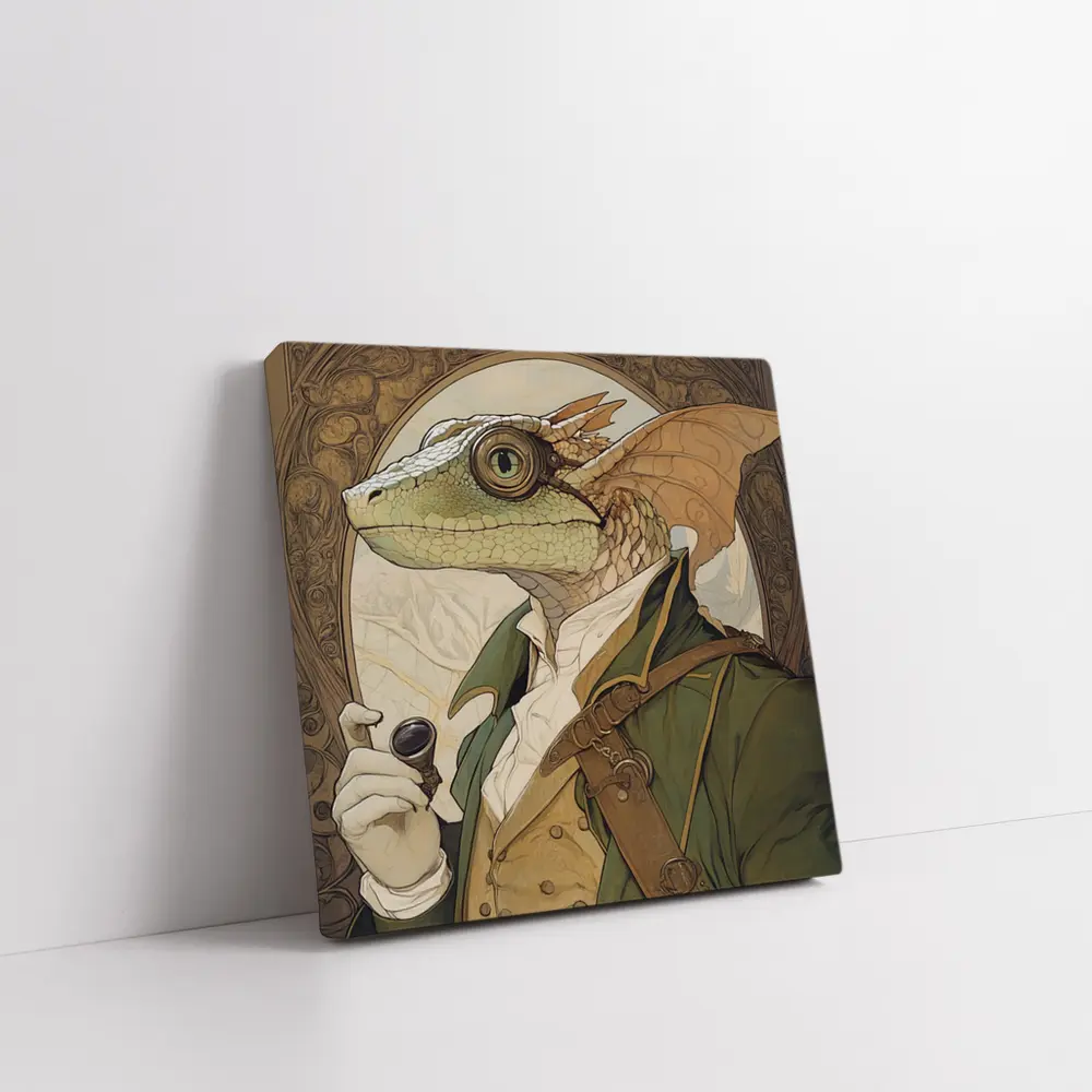 Steampunk Dragon Scholar Art Nouveau Portrait – Wall Art