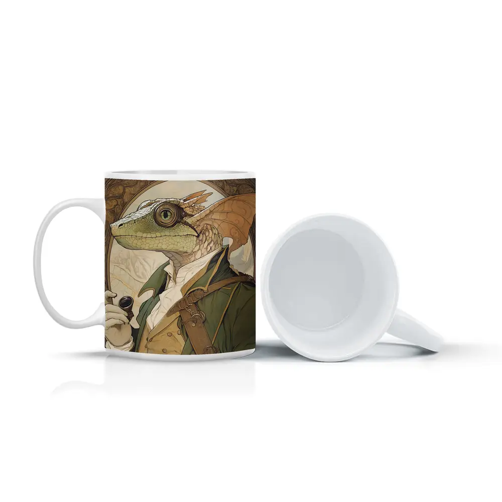 Steampunk Dragon Scholar Art Nouveau Portrait – Mugs