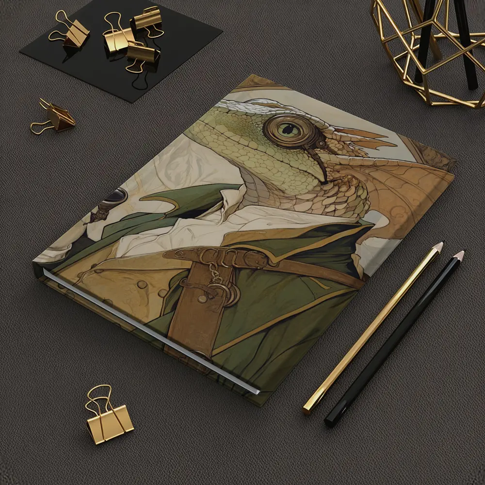 Steampunk Dragon Scholar Art Nouveau Portrait – Notebooks