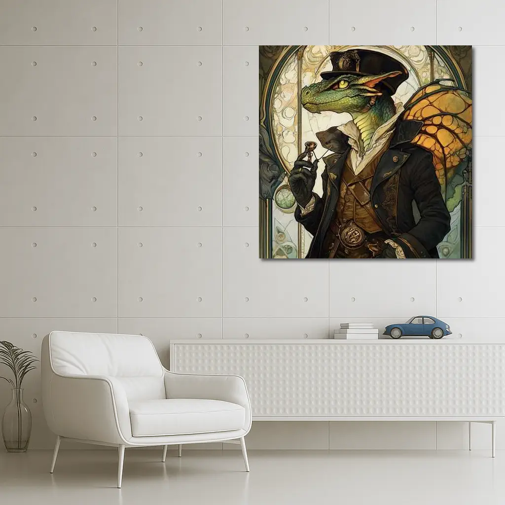 Steampunk Dragon Gentleman Art Nouveau Style – Wall Art