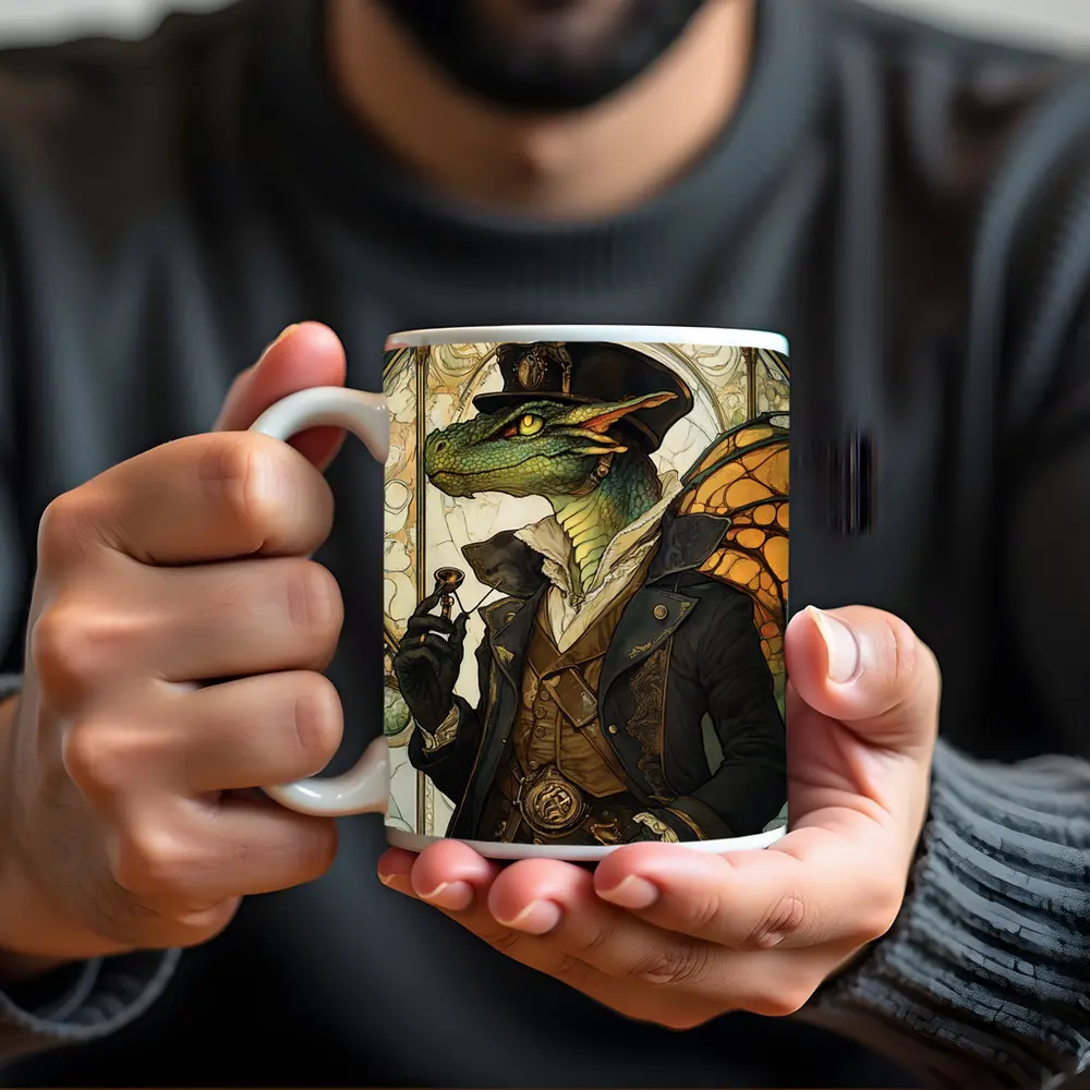 Steampunk Dragon Gentleman Art Nouveau Style – Mugs