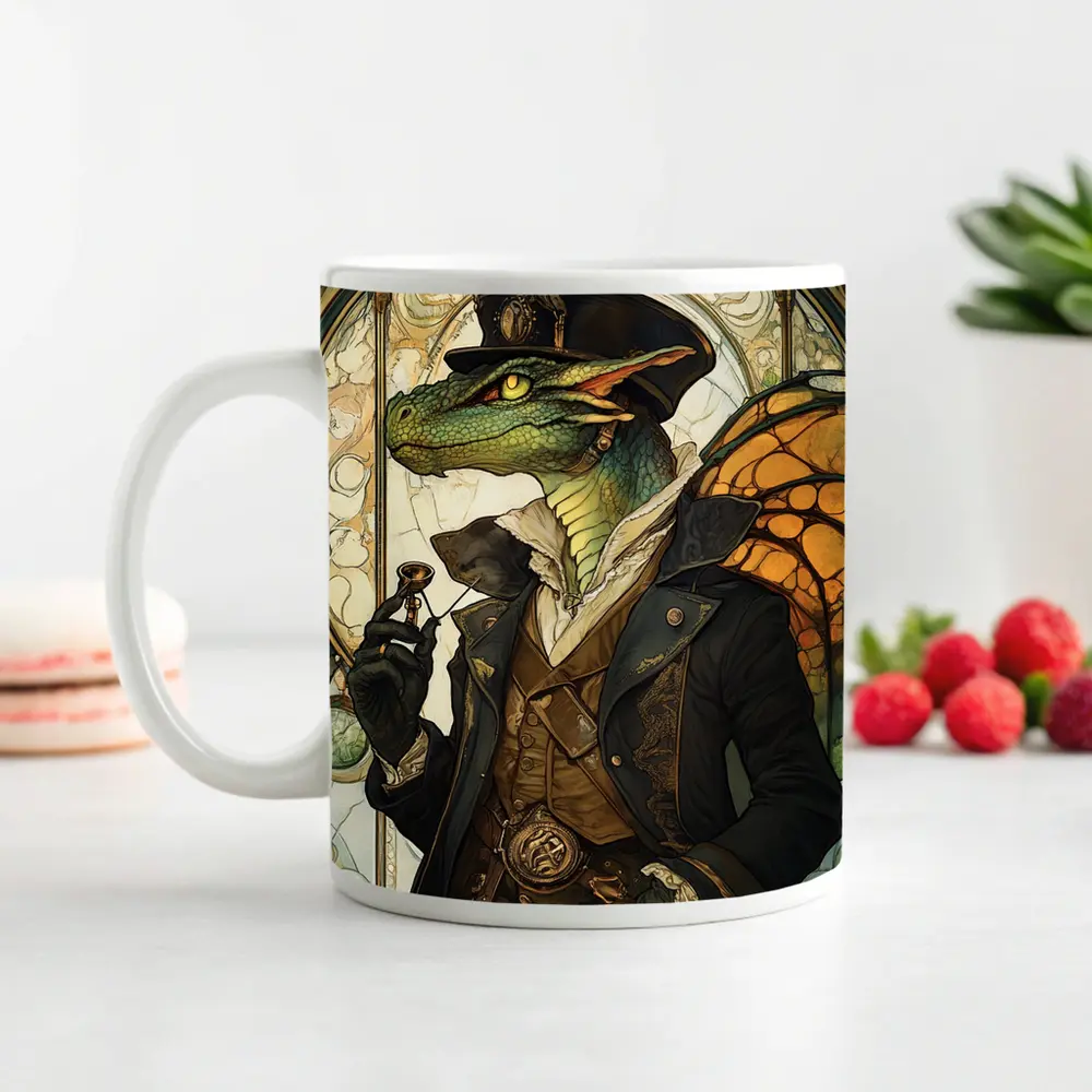 Steampunk Dragon Gentleman Art Nouveau Style – Mugs