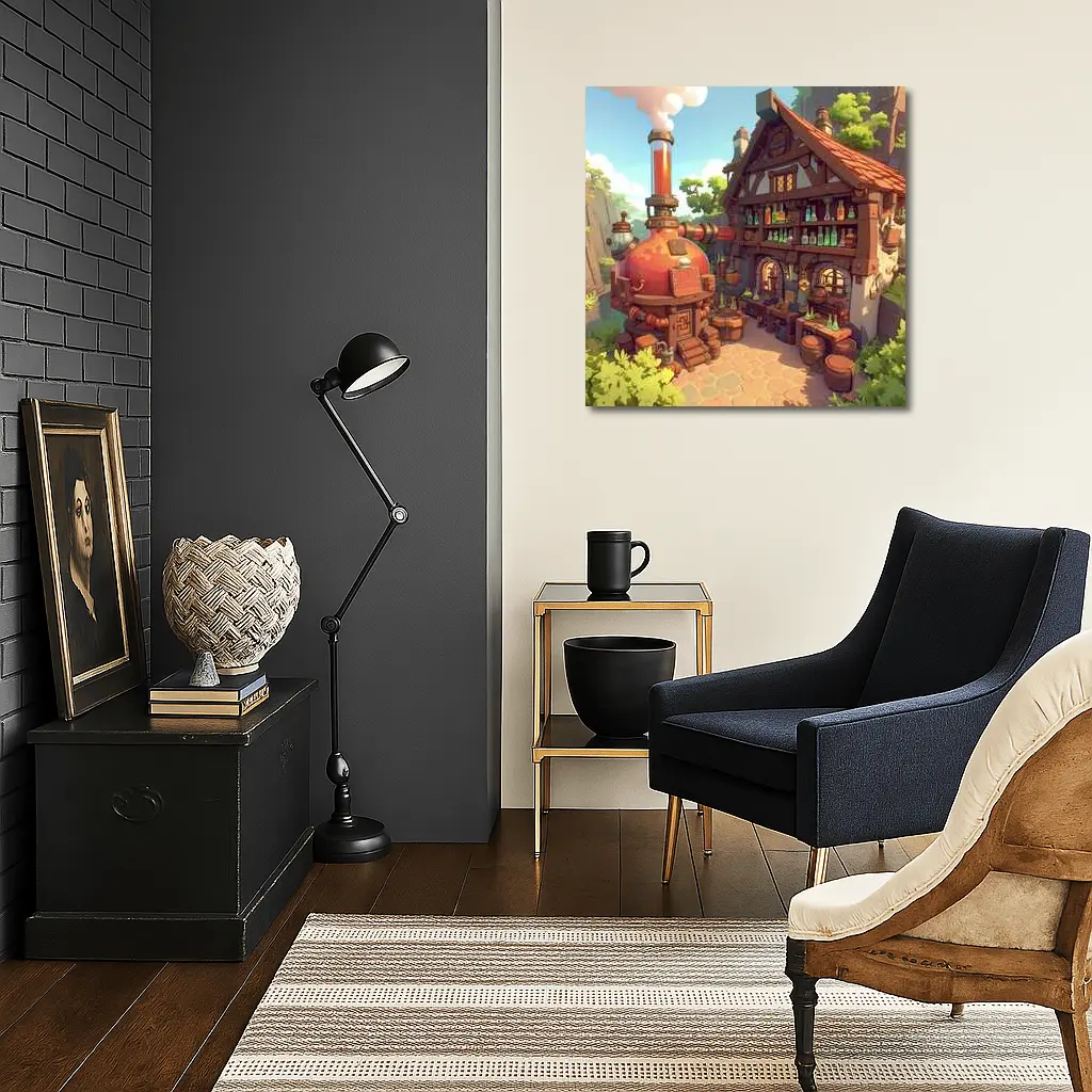 Fantasy Potion Shop Medieval Cottage Anime Art – Wall Art
